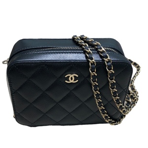 シャネル CHANEL ミニカメラバッグ AP2426 ブラック マットキャビアスキン GD金具 ショルダーバッグ レディース 中古