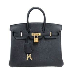 Hermes Hermes Birkin 25 B черный золотой кронштейн Того сумочка, дамы, использованные