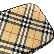 バーバリー BURBERRY BLUE LABEL ハンドバッグ ポーチ チェック ナイロン/レザー ハンドバッグ レディース 中古_画像7