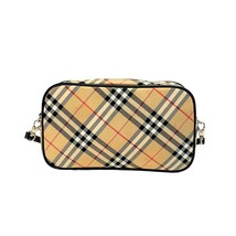 バーバリー BURBERRY BLUE LABEL ハンドバッグ ポーチ チェック ナイロン/レザー ハンドバッグ レディース 中古_画像2