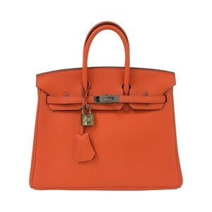 エルメス HERMES バーキン25 A刻 オレンジポピー シルバー金具 トゴ ハンドバッグ レディース 中古