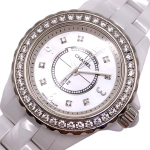  Chanel CHANEL J12 white shell white SS/ ceramic wristwatch lady's used 