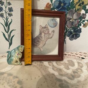 ヴィンテージ 猫 フレーム 写真立て フォトスタンド ブローチ ネコ レトロ ビンテージ アンティークの画像2