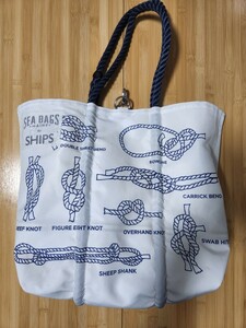 SHIPS　シップス　トートバッグ　マリンバッグ　sea bags MAINE ナイロン　リバーシブル　丈夫　ロープデザイン　アメリカ製