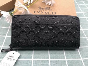 財布 長財布 COACH コーチ プレゼント ブラック メンズ 新品 未使用 ラウンドファスナー レザー 小銭入れあり ウォレット ブランド A211