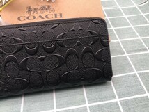 財布 長財布 COACH コーチ プレゼント ブラック メンズ 新品 未使用 ラウンドファスナー レザー 小銭入れあり ウォレット ブランド A211_画像3