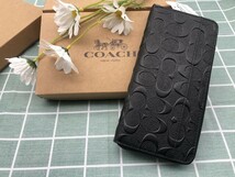 財布 長財布 COACH コーチ プレゼント ブラック メンズ 新品 未使用 ラウンドファスナー レザー 小銭入れあり ウォレット ブランド A211_画像4