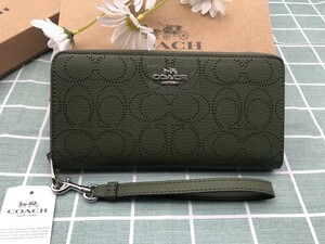 コーチ COACH 財布 長財布 プレゼント グリーン ロゴ 新品 シグネチャー 贈り物 ウォレット ブランド ギフト メンズ レディース C100