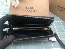 コーチ COACH 財布 長財布 シグネチャー ブラック メンズ レディース ストラップ付き ブランド ウォレット レザー 新品 未使用 C203_画像10