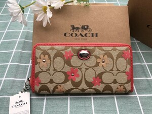 コーチ COACH 財布 長財布 新品未使用 花柄 ブランド ロゴ シグネチャー プレゼント ラウンドファスナー ブランド レザー ウォレット C099