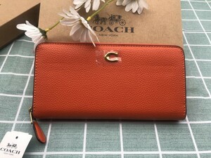 COACH コーチ 財布 長財布 プレゼント レディース オレンジ 贈り物 レザー ウォレット 新品 未使用 ブランド ロゴ シグネチャー A093