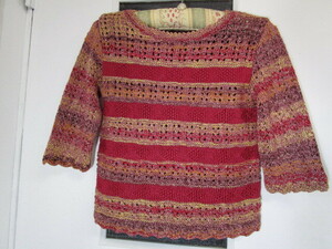 ｃ-97手編み　マダムのサマーニット　セーター　七分袖　レターパック￥520