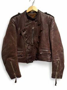 1930's 30s ビンテージ german leather レザーモーターサイクル ジャケット motorcycle jacket 茶 ブラウン ドイツ軍