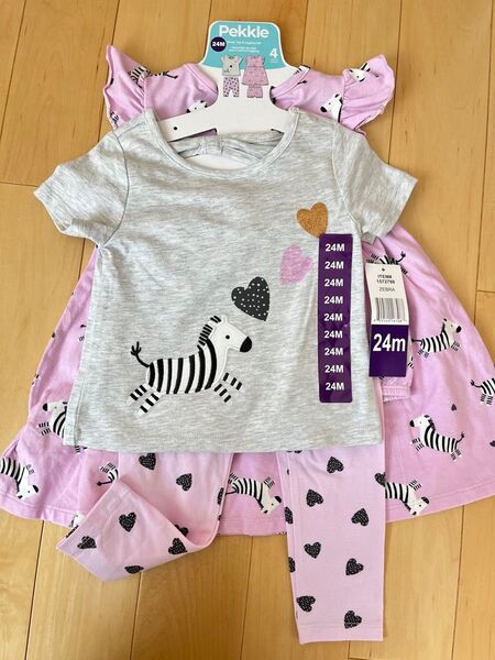 Pekkle セットアップ 上下4点セット 24Mサイズ 上下セット ベビー服 半袖 女の子