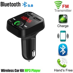FMトランスミッター Bluetooth5.0 充電器 音楽再生 同時充電 ハンズフリー スマホ シガーソケット SDカード USB 無線 車載 車内　黒 1