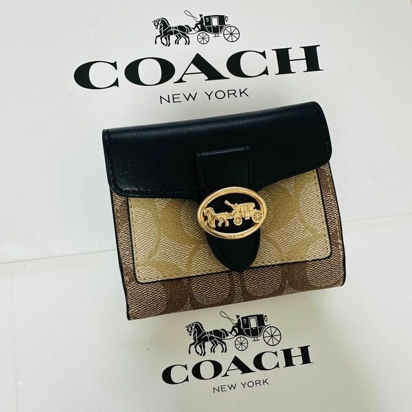 COACH　コーチ折りたたみミニーブラック色レディース財布　人気新商品財布