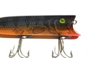 ■s3669 HEDDON LUCKY13 ヘドン ラッキー13 オールド 希少 縦割れ ナチュラル プリント pum■