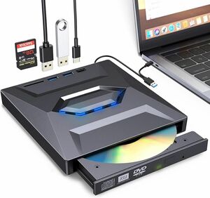 外付け DVDドライブ CDドライブ USB3.0 Type-c ケーブル内蔵 外付けDVD