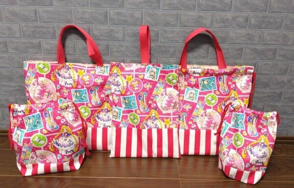 わんだふるプリキュア　５点セット　レッスンバッグ上靴袋体操袋お弁当袋給食袋