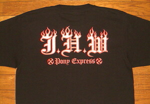 新品 ポニーエクスプレス ヘビーコットン生地 プリント 半袖 Ｔシャツ 【JHW FLAMES】 (Mサイズ) 黒 フレイムス スラッシャーマガジン ロゴ