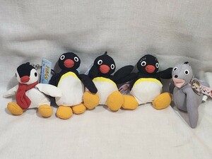 1995年　PINGU　ピングーマスコット　ちりめんピングーキーホルダー5種類　美品　当時物　レトロ