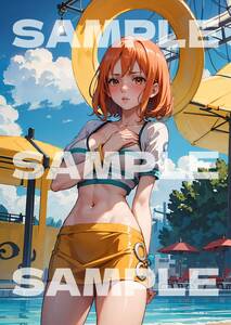 28◆最終出品◆【A4写真用紙・高画質】『ワンピース ナミ』グラビア コスプレ セクシー アニメ イラスト 同人 ポスター ファンアート