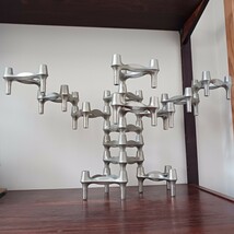 『Combi Leuchter』Chrome Candleholders by Ceasar Stoffi & Fritz Nagel for BMF Set of 15◆北欧ヴィンテージ フリッツハンセン _画像5