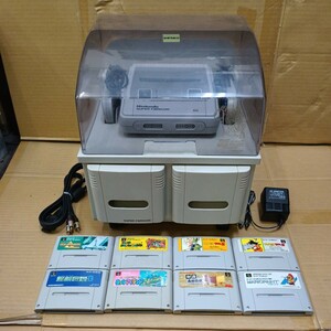 C008　★任天堂 スーパーファミコン 後期型 本体一式 収納ケース ゲームソフト8本セット スーパーマリオワールド他 動作確認済み SFC SNES 