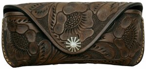 (ダブルアールエル) RRL カービング レザー ハンドメイド アイグラス ケース サングラス Hand-Tooled Eyeglass Case Brown