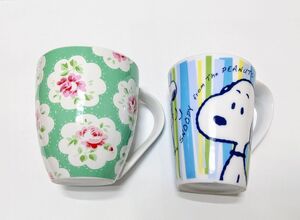 Cath Kidston(キャスキッドソン) マグカップ(グリーン)、スヌーピーマグカップ(マリモクラフト) セット