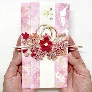 【祝儀袋】 桜B 花 ペーパークイリング ペーパーフラワー ボタニカル ハンドメイド おうち時間 クイリング