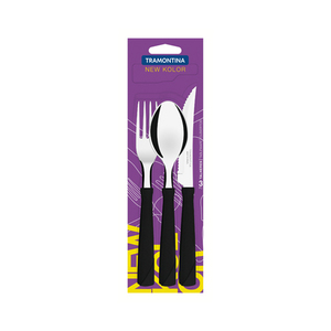 TRAMONTINA steak knife 20cm& table Fork 18cm& table spoon 18cm new color 3 pcs set black tiger mon tea na