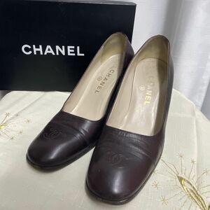 シャネル CHANEL パンプス　ココマーク　レザー　ヴィンテージ　37 1/2