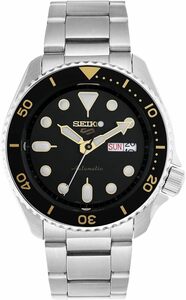 【期間限定新品】[セイコー] SEIKO5 スポーツブラックダイヤル シルバーステンレス　スチールブレスレット 自動腕時計 SRPD57K1