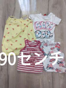 子供服　4点セット　ロンパース　半袖Tｼｬﾂ　タンクトップ　H＆M　ベビードール　サイズ90　夏服　女の子　スイカ柄　まとめ売り