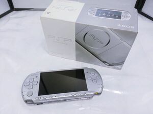 00571 【ジャンク品】SONY PSP-3000 メタリックシルバー バッテリー無し 動作確認済 やや傷汚れあり 画面内部チリあり