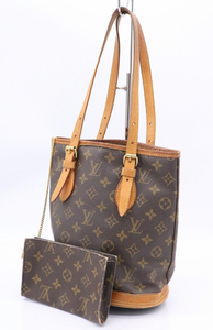 【ト滝】LOUIS VUITTON ルイヴィトン バケットPM M42238 モノグラム ショルダーバッグ トートバッグ ポーチ付き ブラウン RD000DEM27