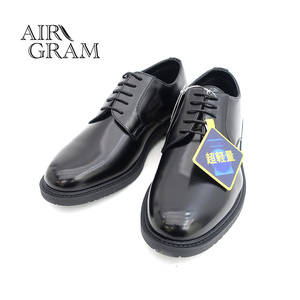 ▲AIR GRAM エアグラム メンズ プレーントゥ ビジネスシューズ 1725 メンズ 紳士靴 革靴 ブラック Black 黒 24.5cm (0910010701-bk-s245)