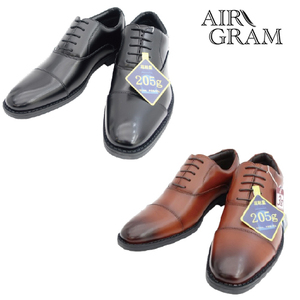 ▲AIR GRAM エアグラム メンズ ストレートチップ ビジネスシューズ 1722 メンズ 革靴 ブラック Black 黒 25.0cm (0910010698-bk-s250)