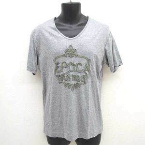 ★ EPOCA UOMO エポカ ウォモ 半袖Tシャツ Vネック 刺繍 チェーンステッチ グレー サイズ50 M1P95-301-05 中古 古着 (0220394810)