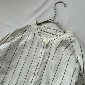 ショコラフィネ ローブ chocol raffine robe ストライプ柄バンドカラーシャツワンピースの画像4
