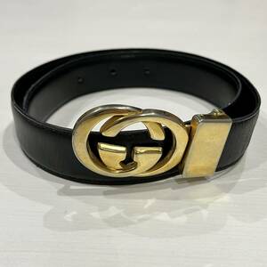  Gucci leather GG buckle Vintage belt 