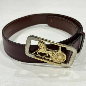  Celine leather horse car buckle Vintage belt 