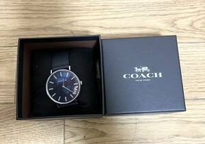 【新品未使用】COACH コーチ Perry ペリー レディース 14503850 ネイビー シルバー ブラック アナログ 女性 腕時計 タグ付き 電池切れ