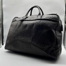 1円 【最高級品】 LOEWE ロエベ 【圧倒的高級感】 アナグラム ボストンバッグ 旅行カバン 大容量 オーストリッチ エキゾチックレザー 茶色_画像1