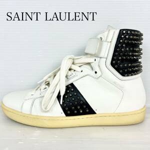 激安！ 1円～ 【美品】 SAINT LAULENT サンローラン 【王者の風格】 メンズ スニーカー ハイカット 靴 スタッズ ホワイト ブラック 超豪華