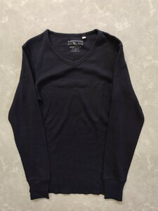 美品 アヴィレックス AVIREX USA 長袖サーマル Vネック Lot.6163462 メンズ Mサイズ 黒 長袖Tシャツ