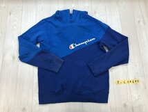 Champion チャンピオン メンズ カラー切り替え 裏起毛 フーディー パーカー 大きいサイズ XL 青_画像1