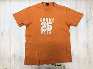 COMME CA WALK メンズ ロゴ ナンバープリント 半袖Tシャツ L オレンジ