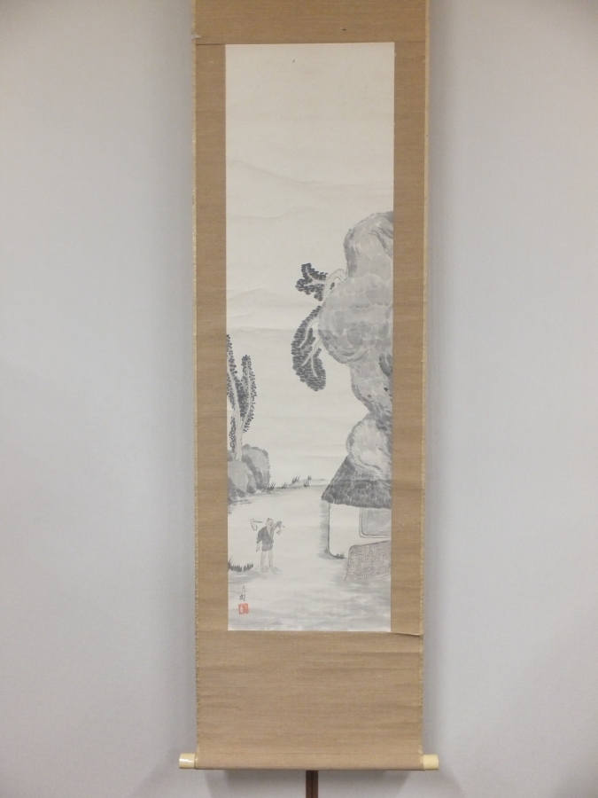 [Autenticidad garantizada] Kosugi Hoan (Misei) Hallazgos de Ryukyu escritos a mano Pintor de caja doble Poeta Academia de arte de Japón Shunyo-kai (Koyama Shotaro, Tayama Katai) Obras de pergaminos colgantes de la prefectura de Tochigi Se pueden enviar junto con cualquier cantidad de artículos, Cuadro, pintura japonesa, Paisaje, viento y luna